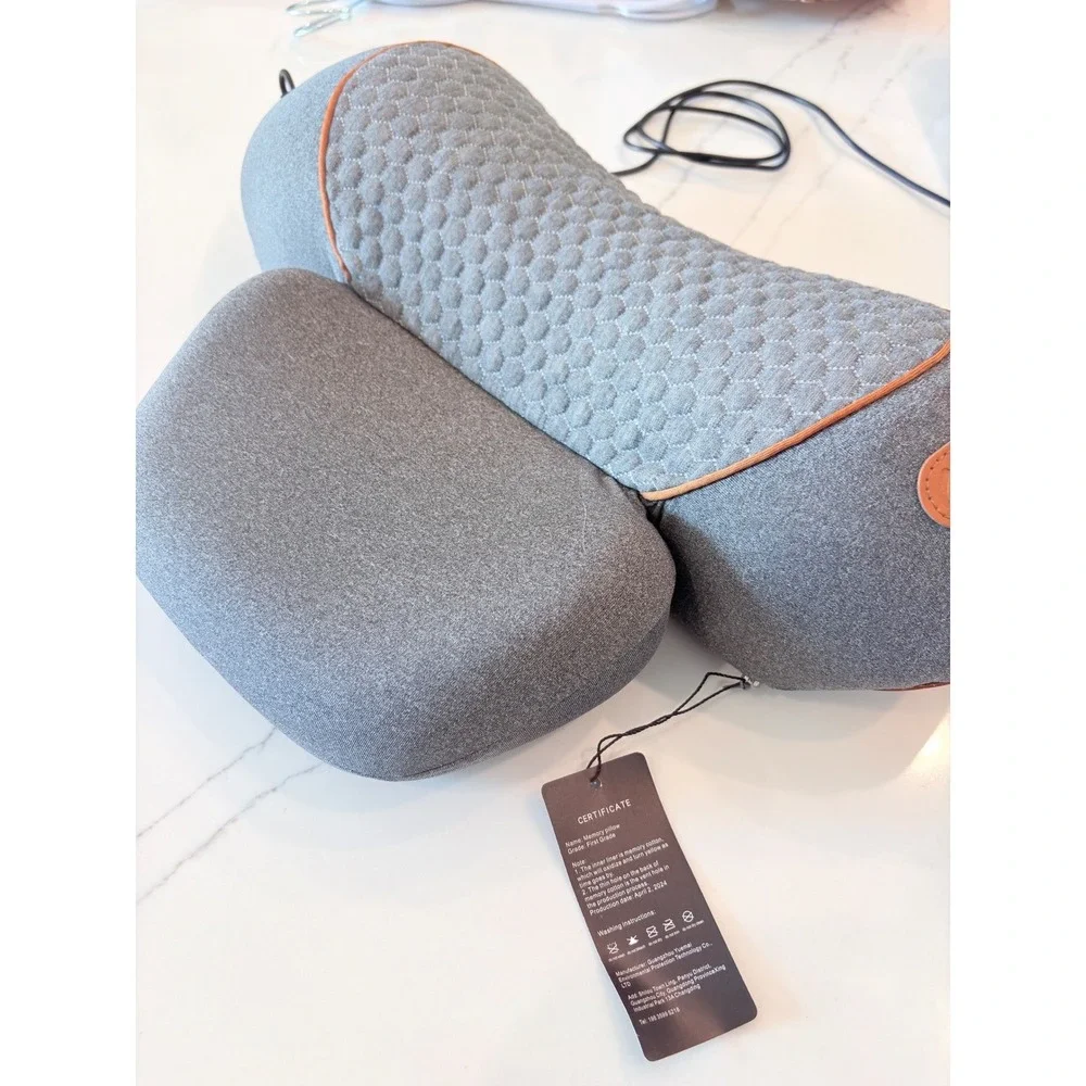 Heated Neck Pillow Gray USB Memory Foam Tech Relief